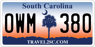 SC license plate OWM380