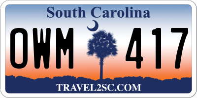 SC license plate OWM417