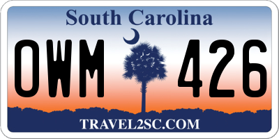 SC license plate OWM426