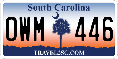 SC license plate OWM446