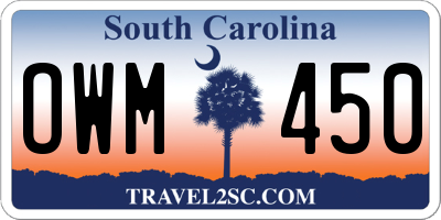 SC license plate OWM450
