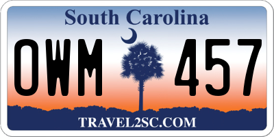 SC license plate OWM457