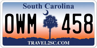 SC license plate OWM458