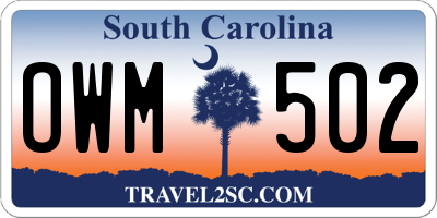 SC license plate OWM502