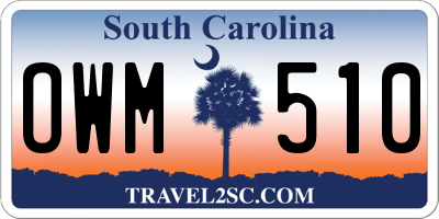 SC license plate OWM510