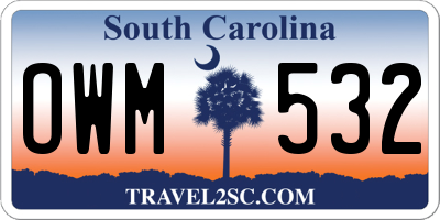 SC license plate OWM532