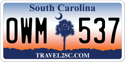 SC license plate OWM537