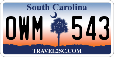 SC license plate OWM543
