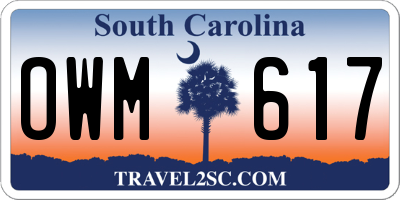 SC license plate OWM617