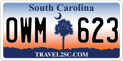 SC license plate OWM623
