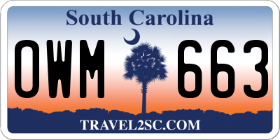 SC license plate OWM663