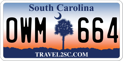 SC license plate OWM664