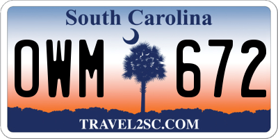 SC license plate OWM672