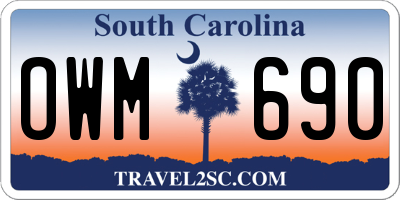SC license plate OWM690