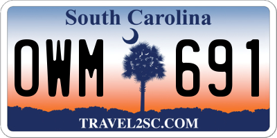 SC license plate OWM691