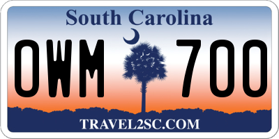 SC license plate OWM700