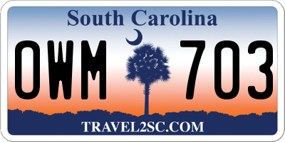 SC license plate OWM703