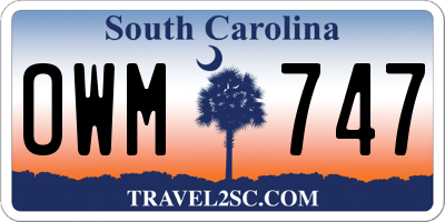 SC license plate OWM747