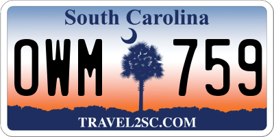 SC license plate OWM759