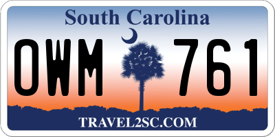 SC license plate OWM761