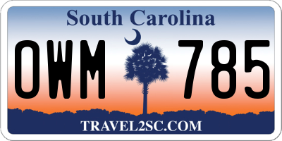 SC license plate OWM785