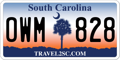 SC license plate OWM828