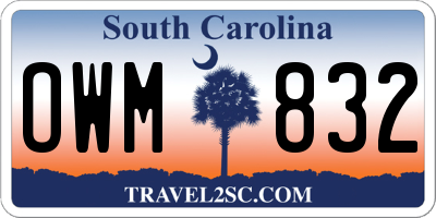 SC license plate OWM832