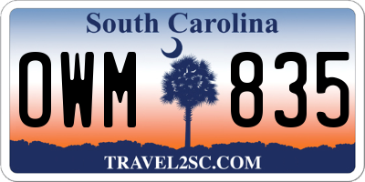 SC license plate OWM835