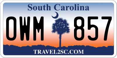 SC license plate OWM857
