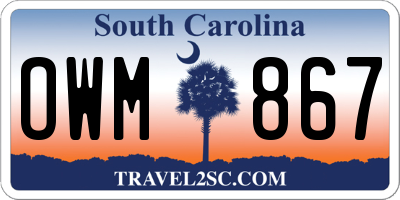 SC license plate OWM867