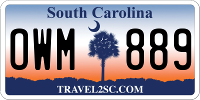 SC license plate OWM889
