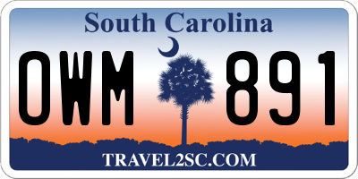 SC license plate OWM891