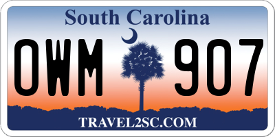 SC license plate OWM907