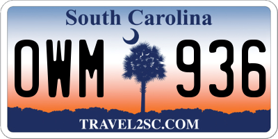 SC license plate OWM936