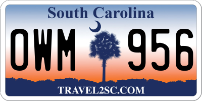 SC license plate OWM956