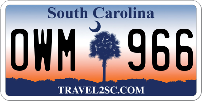 SC license plate OWM966