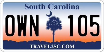 SC license plate OWN105