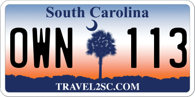 SC license plate OWN113