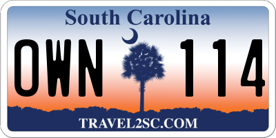 SC license plate OWN114