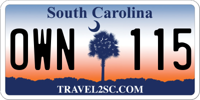 SC license plate OWN115