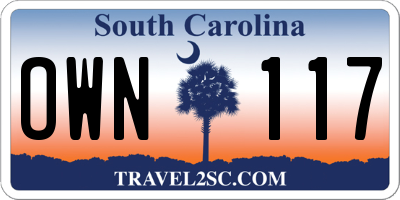 SC license plate OWN117