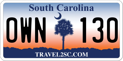 SC license plate OWN130