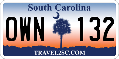 SC license plate OWN132