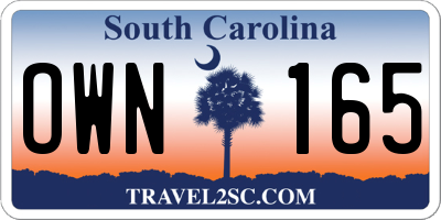 SC license plate OWN165