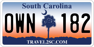 SC license plate OWN182
