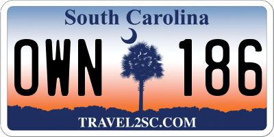 SC license plate OWN186