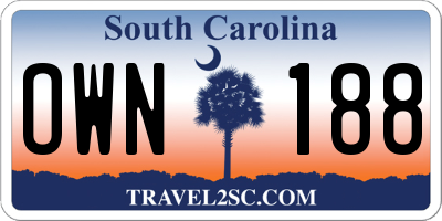 SC license plate OWN188