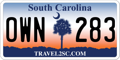 SC license plate OWN283