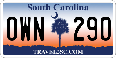 SC license plate OWN290