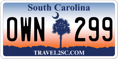 SC license plate OWN299